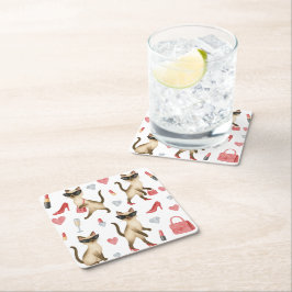 Posavasos Cuadrado De Papel Gato inventado ARTISTA para mujer Chica Lady gatos