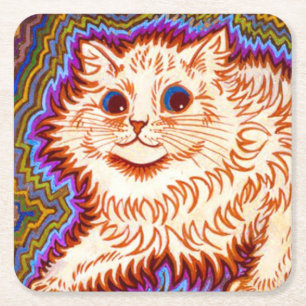Posavasos Cuadrado De Papel Gato Kaleidoscope