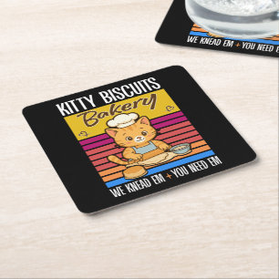 Posavasos Cuadrado De Papel Gato Kneading Baker Kitty Biscuits Los Amamos