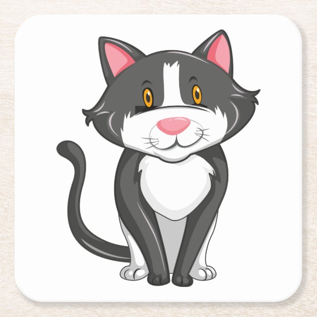 Posavasos Cuadrado De Papel Gato lindo amante regalo Gray Kitten Funny Gray Ki (Anverso)