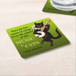 Posavasos Cuadrado De Papel Gato Musical Lindo Dos Medios de Refugio Schweitze