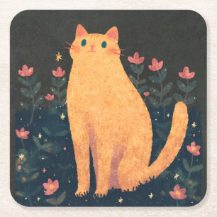 Posavasos Cuadrado De Papel Gato Naranja ruso