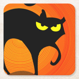 Posavasos Cuadrado De Papel Gato negro