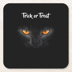 Posavasos Cuadrado De Papel Gato negro Halloween