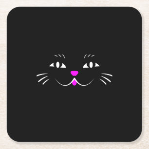 Posavasos Cuadrado De Papel Gato negro que le mira