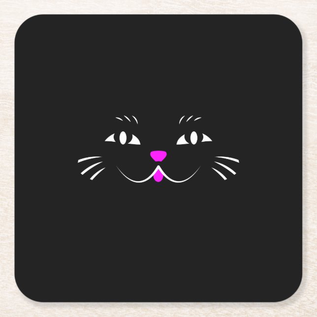 Posavasos Cuadrado De Papel Gato negro que le mira (Anverso)