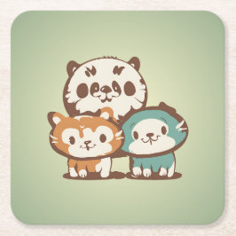 Posavasos Cuadrado De Papel Gatos de consuelo