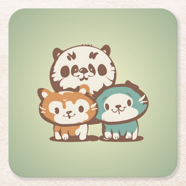 Posavasos Cuadrado De Papel Gatos de consuelo (Anverso)