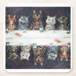 Posavasos Cuadrado De Papel gatos de Louis Wain