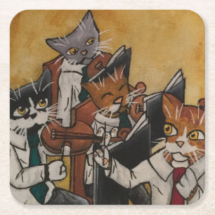 Posavasos Cuadrado De Papel Gatos orquestales