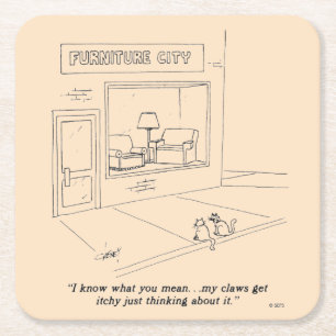 Posavasos Cuadrado De Papel Gatos que agarran los muebles