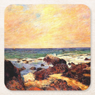 Posavasos Cuadrado De Papel Gauguin - Rocas y Mar, arte fino,