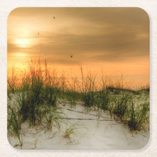 Posavasos Cuadrado De Papel Gaviotas al amanecer