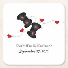 Posavasos Cuadrado De Papel Geeky Gamers Boda Papel Reasters Oscuro