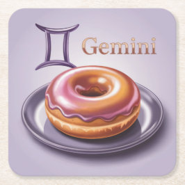 Posavasos Cuadrado De Papel Gemini Glazed Donut Lavender Coaster Set