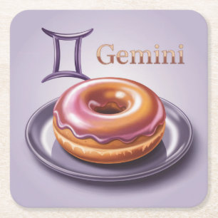 Posavasos Cuadrado De Papel Gemini Glazed Donut Lavender Coaster Set