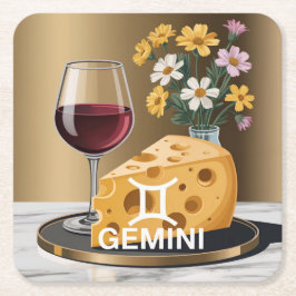 Posavasos Cuadrado De Papel Gemini Wine Cheese Wildflowers Coaster Set