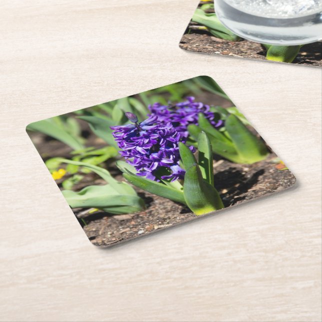 Posavasos Cuadrado De Papel Geocinth azul en primavera (En perspectiva)