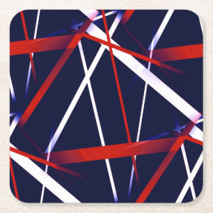 Posavasos Cuadrado De Papel Geometría Urbana Azul Blanco Rojo
