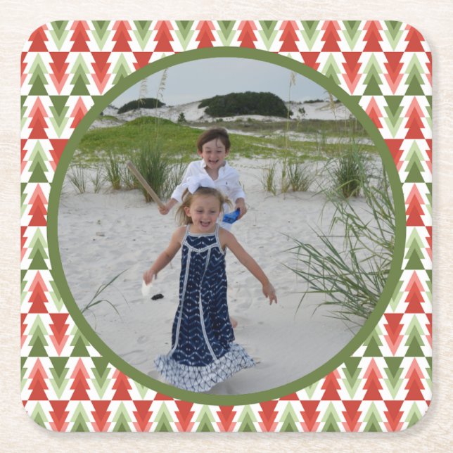 Posavasos Cuadrado De Papel Geometric Christmas Tree Grove (Anverso)