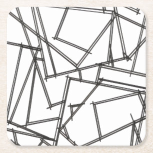 Posavasos Cuadrado De Papel Geométrico Blanco Y Negro