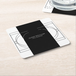Posavasos Cuadrado De Papel Geométrico Moderno Minimalista Elegante Profesiona