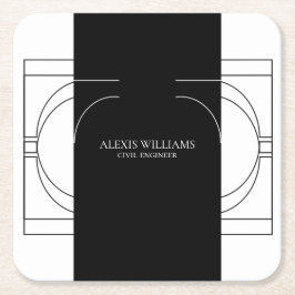 Posavasos Cuadrado De Papel Geométrico Moderno Minimalista Elegante Profesiona