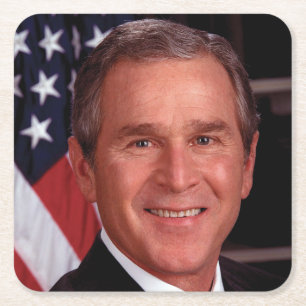 Posavasos Cuadrado De Papel George Bush 43.ª foto del presidente estadounidens