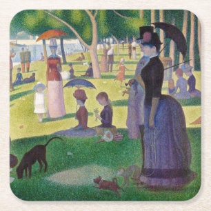 Posavasos Cuadrado De Papel Georges Seurat - Domingo en La Grande Jatte