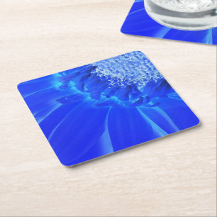 Posavasos Cuadrado De Papel gerbera azul eléctrico