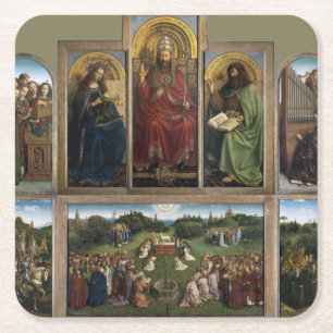 Posavasos Cuadrado De Papel Ghent Altarpiece, Hermanos Van Eyck