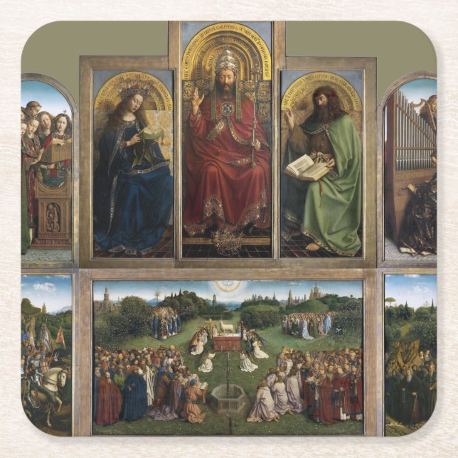 Posavasos Cuadrado De Papel Ghent Altarpiece, Hermanos Van Eyck (Anverso)