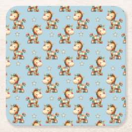 Posavasos Cuadrado De Papel Giddy-Up Patchwork Pony Birthday