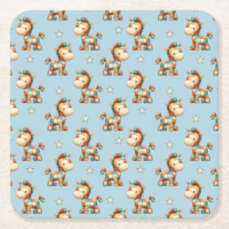 Posavasos Cuadrado De Papel Giddy-Up Patchwork Pony Birthday