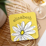 Posavasos Cuadrado De Papel Gimnasio amarillo y blanco con texto Personalizado<br><div class="desc">Una obra de arte zen y caprichosa,  hipster. Puede añadir un nombre,  un monograma u otro texto personalizado. Si necesita mover el dibujo,  haga clic en el botón personalizar para realizar cambios.</div>
