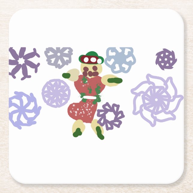 Posavasos Cuadrado De Papel Gingerbread dance  (Anverso)