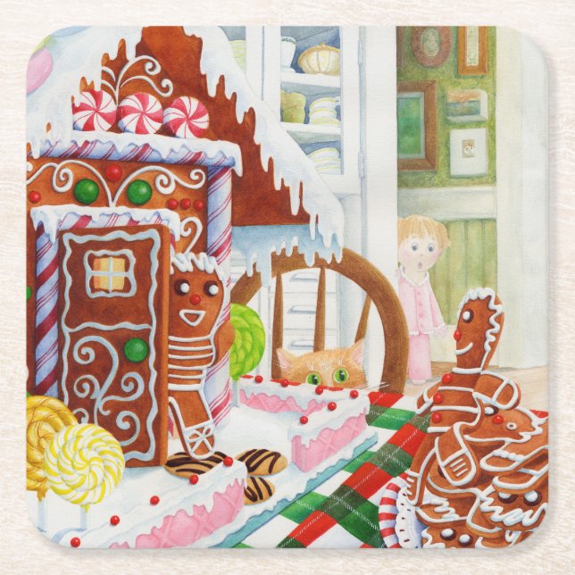 Posavasos Cuadrado De Papel GINGERBREAD SURPRISE Astras cuadradas de papel (Anverso)