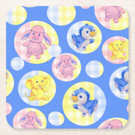 Posavasos Cuadrado De Papel Gingham Animal Coaster