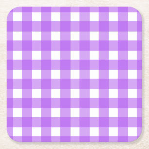 Posavasos Cuadrado De Papel Gingham morado brillante