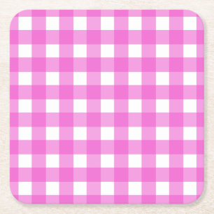 Posavasos Cuadrado De Papel gingham rosa