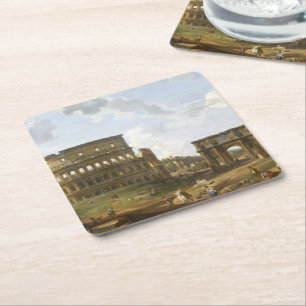 Posavasos Cuadrado De Papel Giovanni Paolo Panini Vista del Coliseo