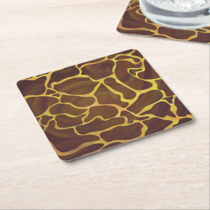 Posavasos Cuadrado De Papel Giraffe Brown and Yellow Print