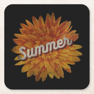 POSAVASOS CUADRADO DE PAPEL GIRASOL VINTAGE DE VERANO