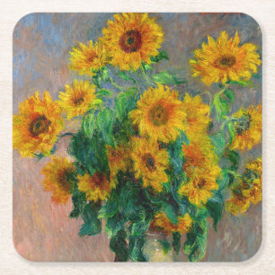 Posavasos Cuadrado De Papel Girasoles de Monet