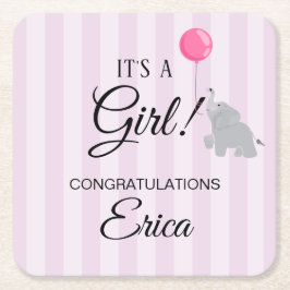 Posavasos Cuadrado De Papel Girl Baby Shower