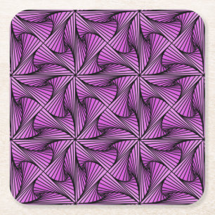 Posavasos Cuadrado De Papel Giro de espiral 3D geométrico gráfico rosado
