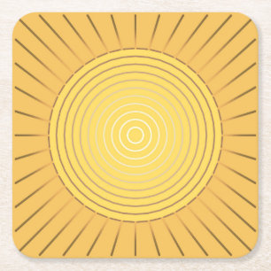 Posavasos Cuadrado De Papel Giro solar geométrico moderno - Oro mostaza / amar