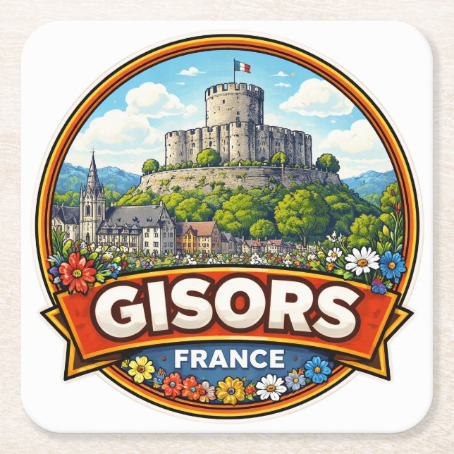 Posavasos Cuadrado De Papel Gisors Francia  (Anverso)