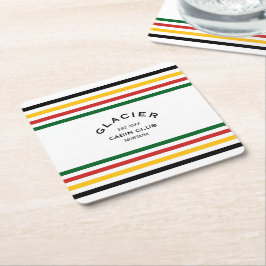 Posavasos Cuadrado De Papel Glacier Cabin Club Personalizado Escudo Stripe