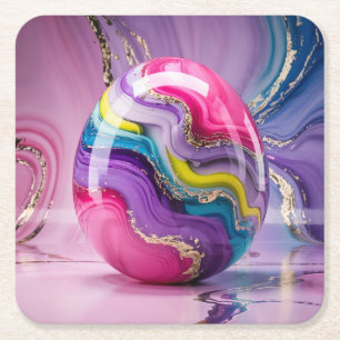 Posavasos Cuadrado De Papel Glam Marble Swirls Gold Egg Coaster Set